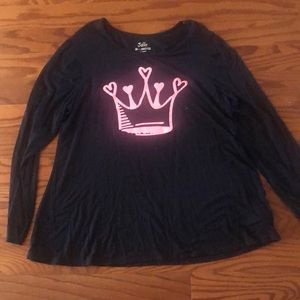 Justice long sleeve black crown shirt - 24 plus